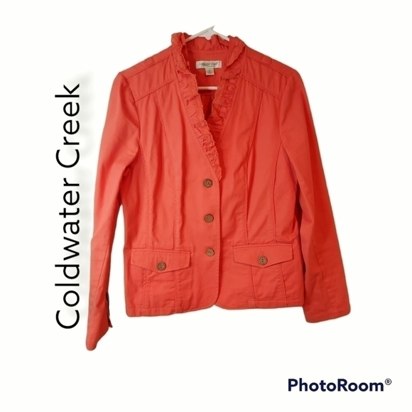 Coldwater Creek Casual tangerine denim long sleeve button fitted Jacket SZ 10 - Picture 1 of 8